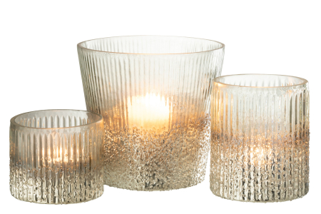 Suport lumânare, Ribbed Argintiu L [4]