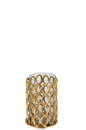 Suport lumanare Rings, Aluminiu, Auriu, 15x15x21 cm [1]