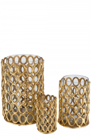 Suport lumanare Rings, Aluminiu, Auriu, 20x20x29 cm [1]