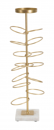 Suport lumanare Rings, Fier/Marmura, Auriu/Alb, 46x14x13 cm [5]