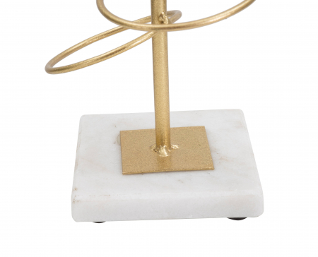 Suport lumanare Rings, Fier/Marmura, Auriu/Alb, 50,5x14x13 cm [3]