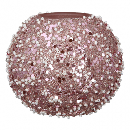 Suport lumanare Rose Nuggets, sticla, roz, 6x8 cm [1]