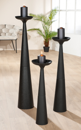 SALE % - Suport lumanare Rotonda, fier, negru, 105x21 cm