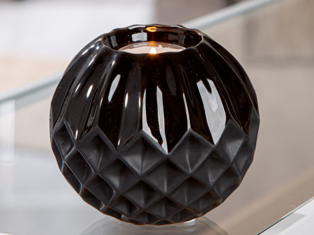 Suport lumanare, rotund, Panteon, Ceramica, negru, PU 6, H. 10 cm, D. 11 cm [3]