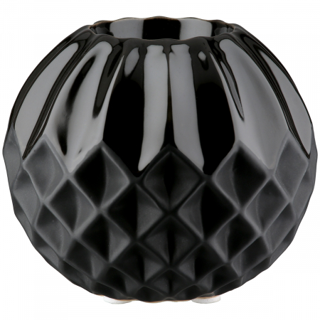 SALE % - Suport lumanare, rotund, Panteon, Ceramica, negru, PU 6, H. 10 cm, D. 11 cm