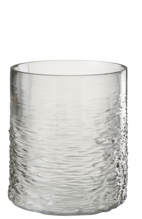 SALE % - Suport lumanare Sea, Sticla, Gri/Transparent, 20.5x20.5x22 cm