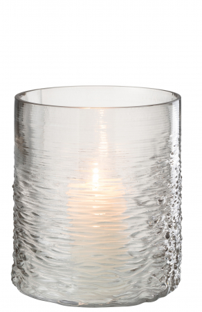 Suport lumanare Sea, Sticla, Gri/Transparent, 20.5x20.5x22 cm [1]
