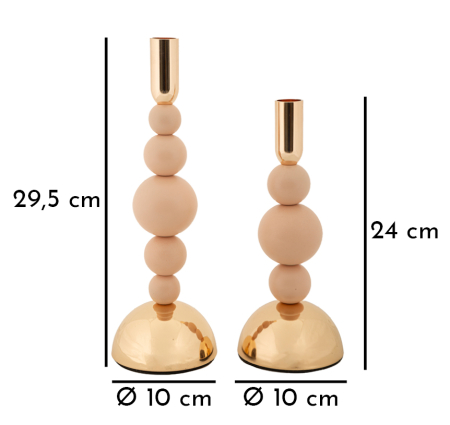 Suport lumanare, Set de 2 buc. roz cm ø 10x24-10x29.5 [4]