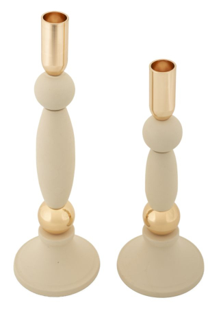 Suport lumanare, Set de 2 buc. Strek, crem cm ø 9,5x25-9,5x30 [2]
