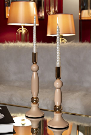 Suport lumanare, Set de 2 buc. Strek, roz, cm ø 9,5x25-9,5x30 [3]