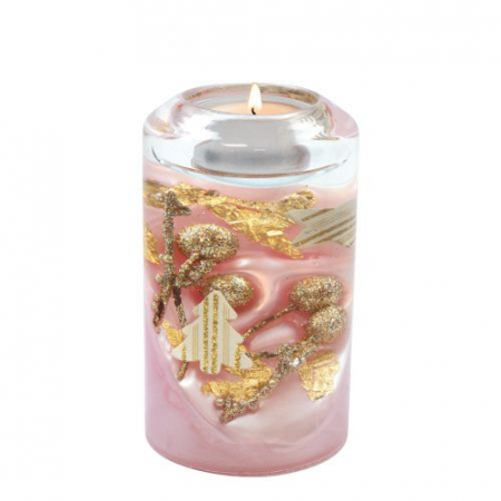 Suport lumanare Silent Rosa, Sticla, Multicolor, 7x7x12 cm [1]