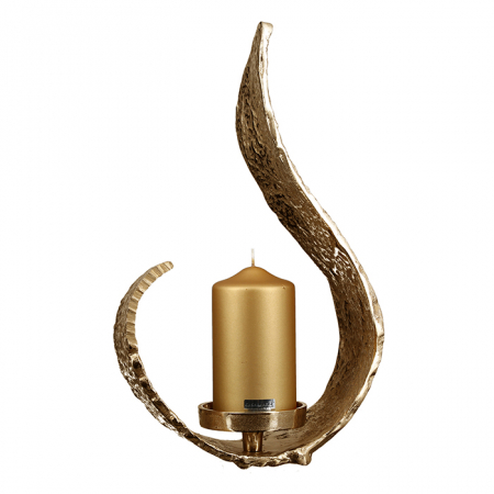 Suporturi lumanari - Suport lumanare Snail, aluminiu, auriu, 42x23,5x10 cm