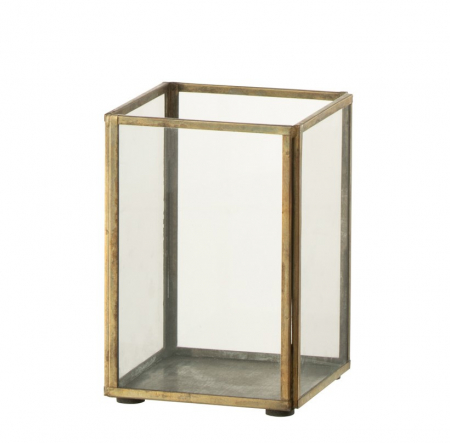 Suporturi lumanari - Suport lumanare, Sticla, Bronz, 10x10x15 cm