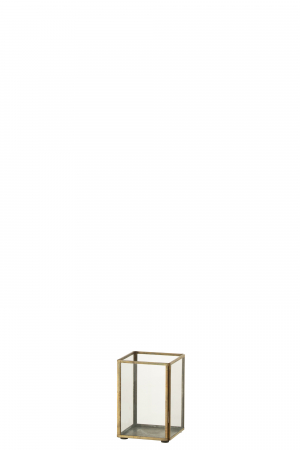 Suport lumanare, Sticla, Bronz, 10x10x15 cm [1]