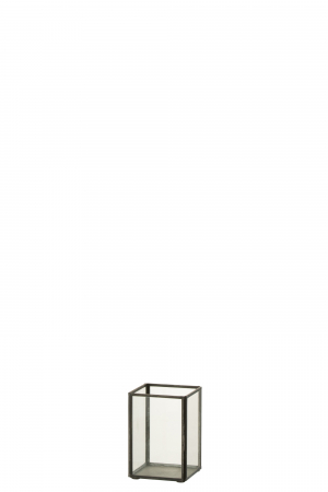 Suport lumanare, Sticla, Negru, 10x10x15 cm [1]