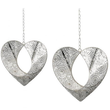 Suport lumanare suspendat PURE LOVE, metal, argintiu, 22x22x8 cm [1]