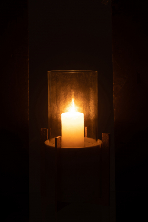 Suport lumanare Tealight, Sticla, Champagne, 23.5x23.5x42 cm [3]