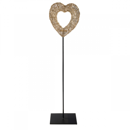 Suport lumânare tip pastilă, inimă, fier, auriu, PU 1, L. 15 cm, l. 24 cm, H 102 cm [1]