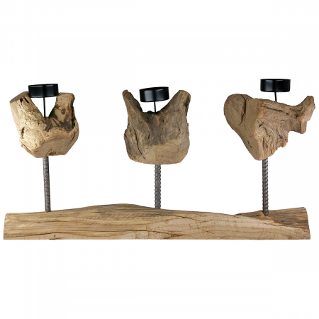 Suport lumânare tip pastilă, Metal, culori naturale, PU 3, L. 7 cm, L. 43 cm, H 20 cm [2]