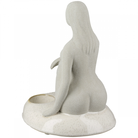 Suport lumânare tip pastilă, motiv femeie, ceramică, gri deschis, PU 2, L. 14 cm, l. 18 cm, H 20 cm [1]