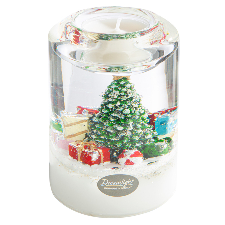 Suport lumanare tip tealight, Candela Classic, "Wonderland Christmas Tree", Motiv brad, Sticla, verde, alb, PU 4, L. 7 cm, L. 7 cm, H 10,5 cm [4]