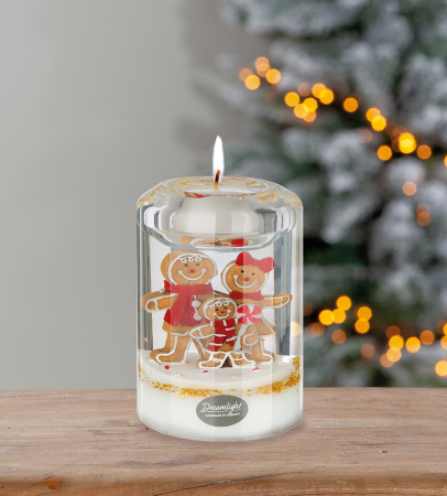 DECORATIUNI - Suport lumanare tip tealight, Candela Classic, „Wonderland Gingerbread”, Turta dulce, Sticla, maro, alb, PU 4, L. 7 cm, L. 7 cm, H 10,5 cm