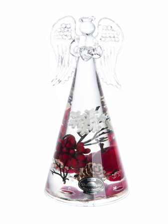 Suport lumanare tip tealight, Figurina, Angel Smart, "Winter Berries", Sticla, transparent, roșu, PU 6, L. 7,5 cm, L. 7,5 cm, H 15,5 cm [1]