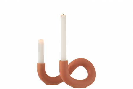 Suport lumanare Torsion, Ceramica, Portocaliu, 25x14x11.5 cm [2]