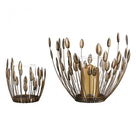 Suport lumanare Trevi, metal/sticla, auriu, 18x17 cm [3]