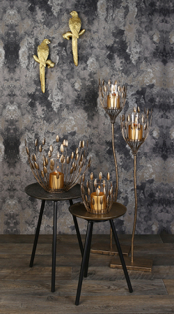 Suport lumanare Trevi, metal/sticla, auriu, 18x17 cm [2]