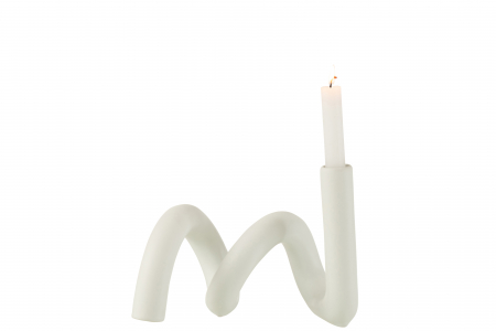 Suport lumanare Twist 1, Ceramica, Alb, 25.5x15.5x18.5 cm [1]