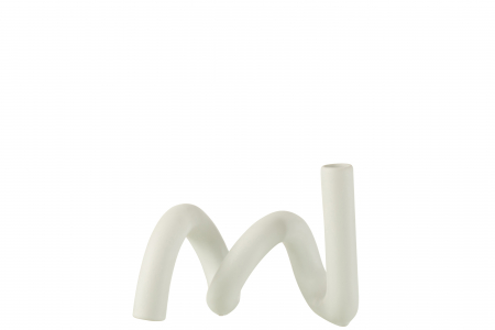 Suporturi lumanari - Suport lumanare Twist 1, Ceramica, Alb, 25.5x15.5x18.5 cm