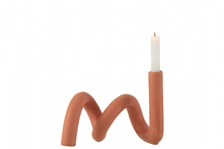 Suport lumanare Twist 1, Ceramica, Portocaliu, 25.5x15.5x18.5 cm [1]