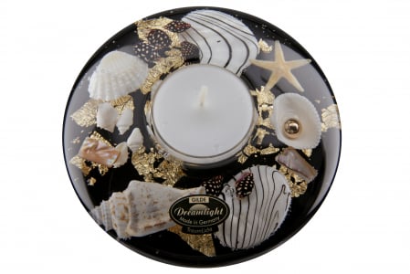 SALE % - Suport lumanare Ufo Shells, Sticla, Multicolor, 4x10.5 cm