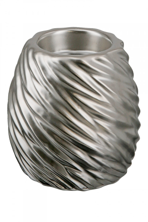 SALE % - Suport lumanare Wave, Ceramica, Argintiu, 10x10x10 cm