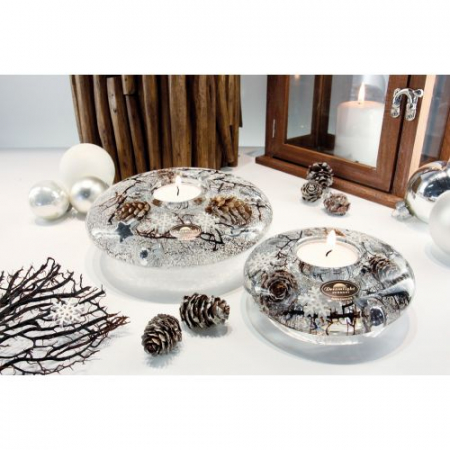 Suport lumanare Winter Story, Sticla, Multicolor, 11 cm [1]