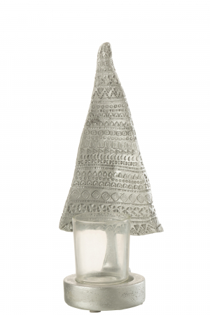 DECORATIUNI - Suport lumanare Xmas Tree, Rasina, Argintiu, 10x8.5x23 cm