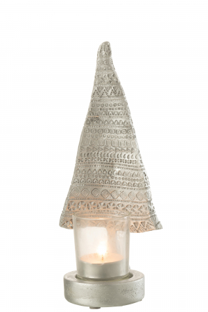 Suport lumanare Xmas Tree, Rasina, Argintiu, 10x8.5x23 cm [1]