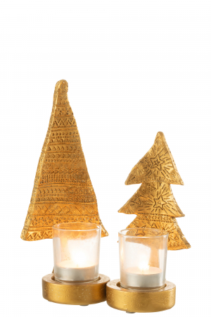 Suport lumanare Xmas Tree, Rasina, Auriu, 10x8.5x23 cm [4]
