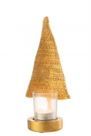 Suport lumanare Xmas Tree, Rasina, Auriu, 10x8.5x23 cm [1]