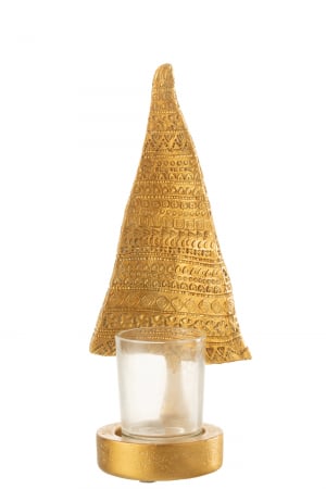 SALE % - Suport lumanare Xmas Tree, Rasina, Auriu, 10x8.5x23 cm