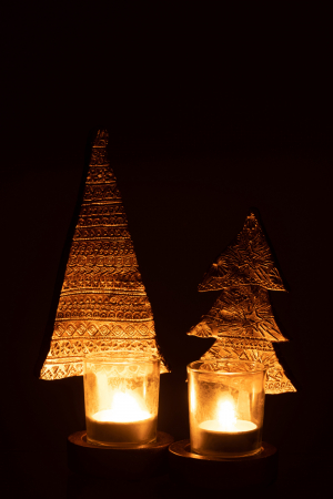Suport lumanare Xmas Tree, Rasina, Auriu, 10x8.5x23 cm [5]