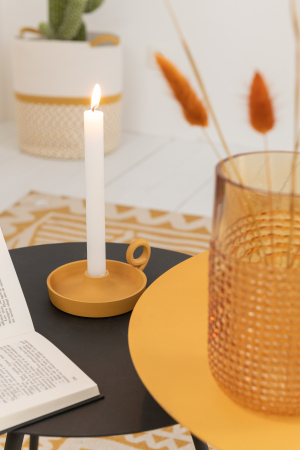 SALE % - Suport lumanari, Aluminiu, Ocru, 15x12x5