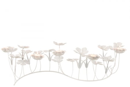 Suport lumanari Flowers, Metal/Fier, Alb, 79x32.5x20 cm [1]