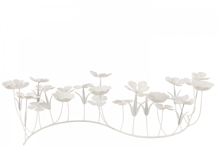 SALE % - Suport lumanari Flowers, Metal/Fier, Alb, 79x32.5x20 cm