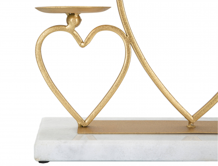 Suport lumanari Hearts, Fier/Marmura, Auriu, 20x30x9 cm [2]