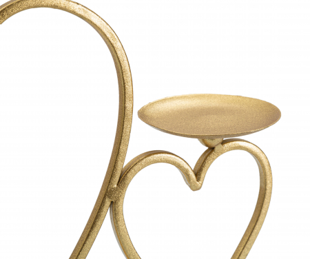 Suport lumanari Hearts, Fier/Marmura, Auriu, 20x30x9 cm [3]