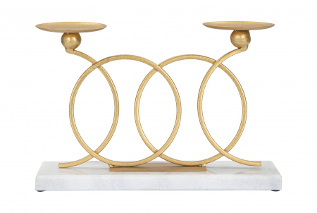 Suport lumanari Infinity, Fier/Marmura, Auriu, 20x30x9 cm [4]