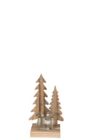 SALE % - Suport lumanari, Lemn, Natural, 11x9x18