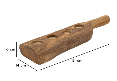 Suport lumanari lung din tec reciclat 51x14x6 cm (piesa unica) [9]